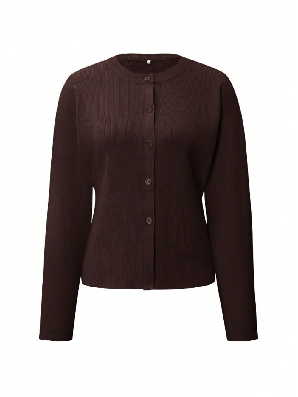 Brown Casual Women's  Long Sleeve Button DesignCardigan Sweater - Picture 6 of 11
